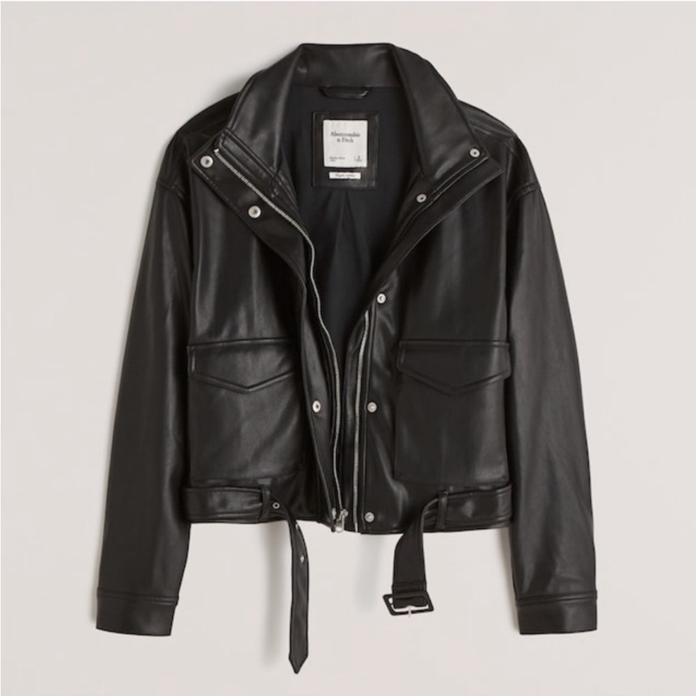 Abercrombie & Fitch Black Leather Moto Jacket
